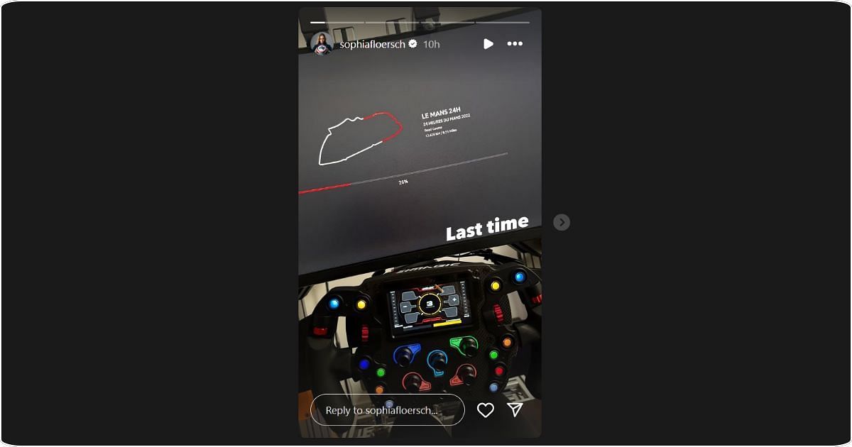 Sophia Floersch shared a snapshot of her simulator testing ahead of Le Mans 2025. Image: @sophiafloersch via Instagram